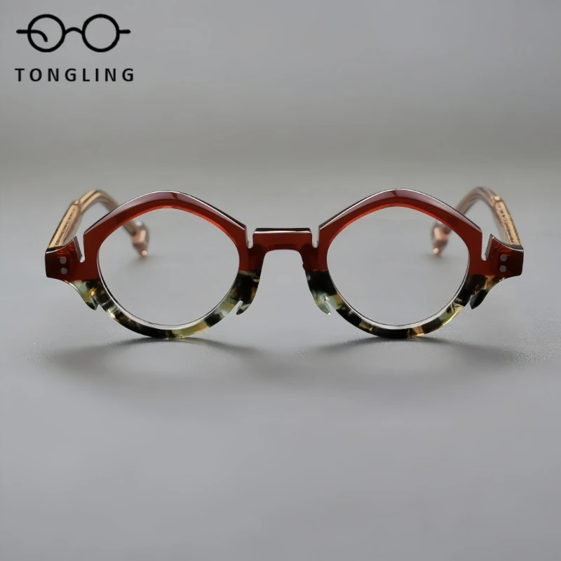 New Women Personalized Handcrafted High-Quality Acetate Glasses Premium Quality Men Round Retro Trendy Fashion Eyeglass Frame