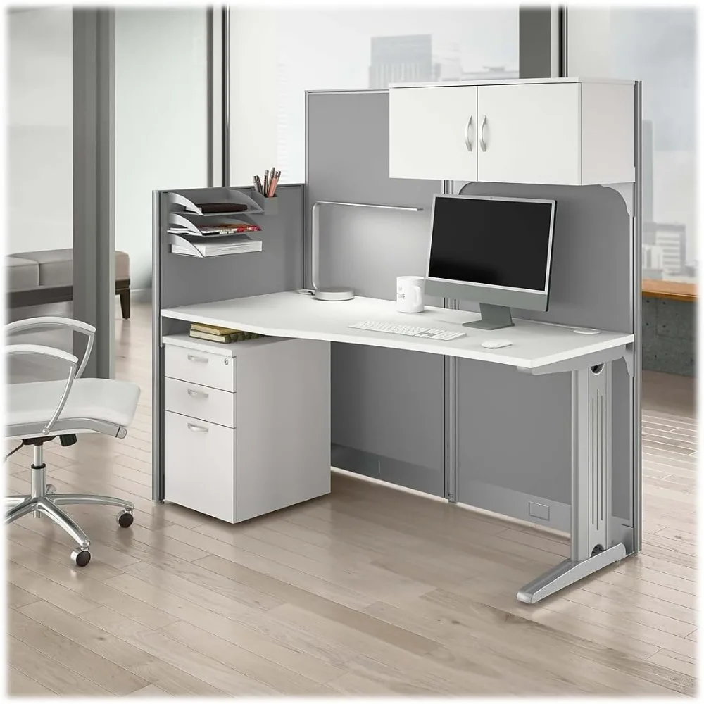 

Business Furniture Office One Hour Upright Partitioned Desk with Storage Space, Drawers, and Organizer Office Furniture