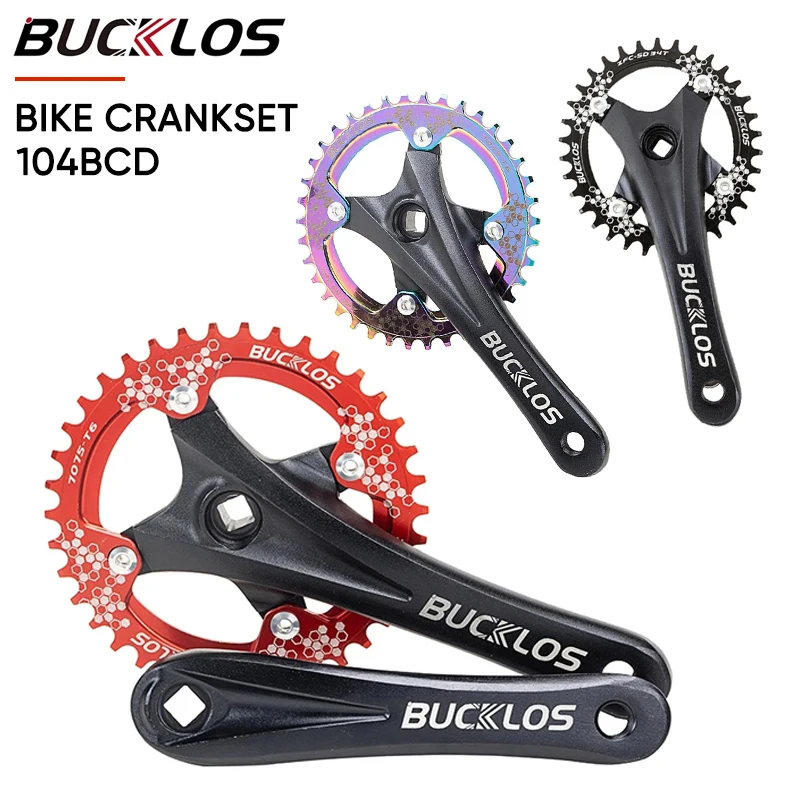 

BUCKLOS Bike Crankset 104 BCD Crankset MTB Bicycle Aluminum Alloy Cranks 32T 34T 36T 38T 40T 42T Chainwheels 11 Speed Bike Parts