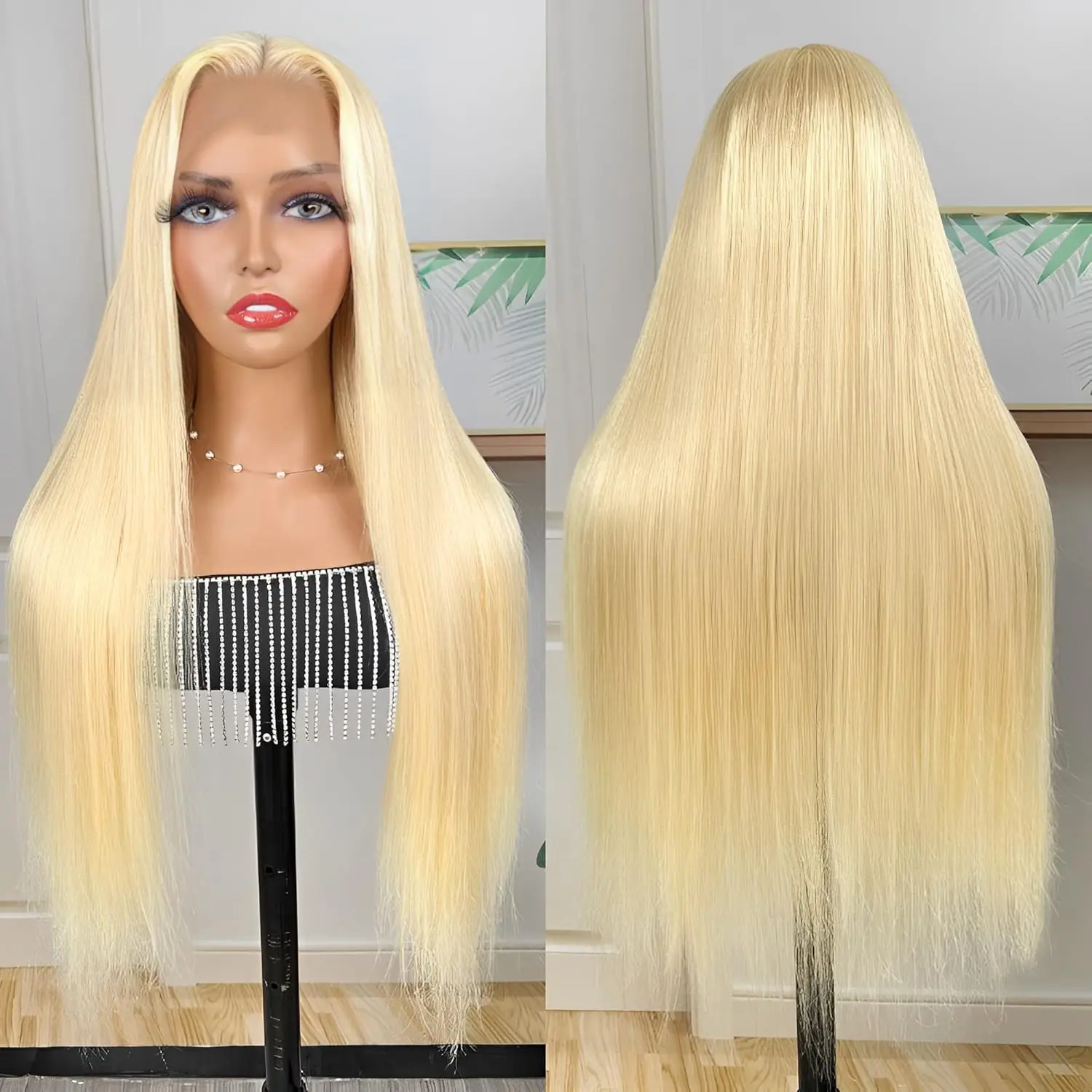 Wig lurus 200% ketebalan 613 renda depan Wig rambut manusia HD pirang 13x4 Wig depan renda Wig Frontal renda transparan untuk wanita