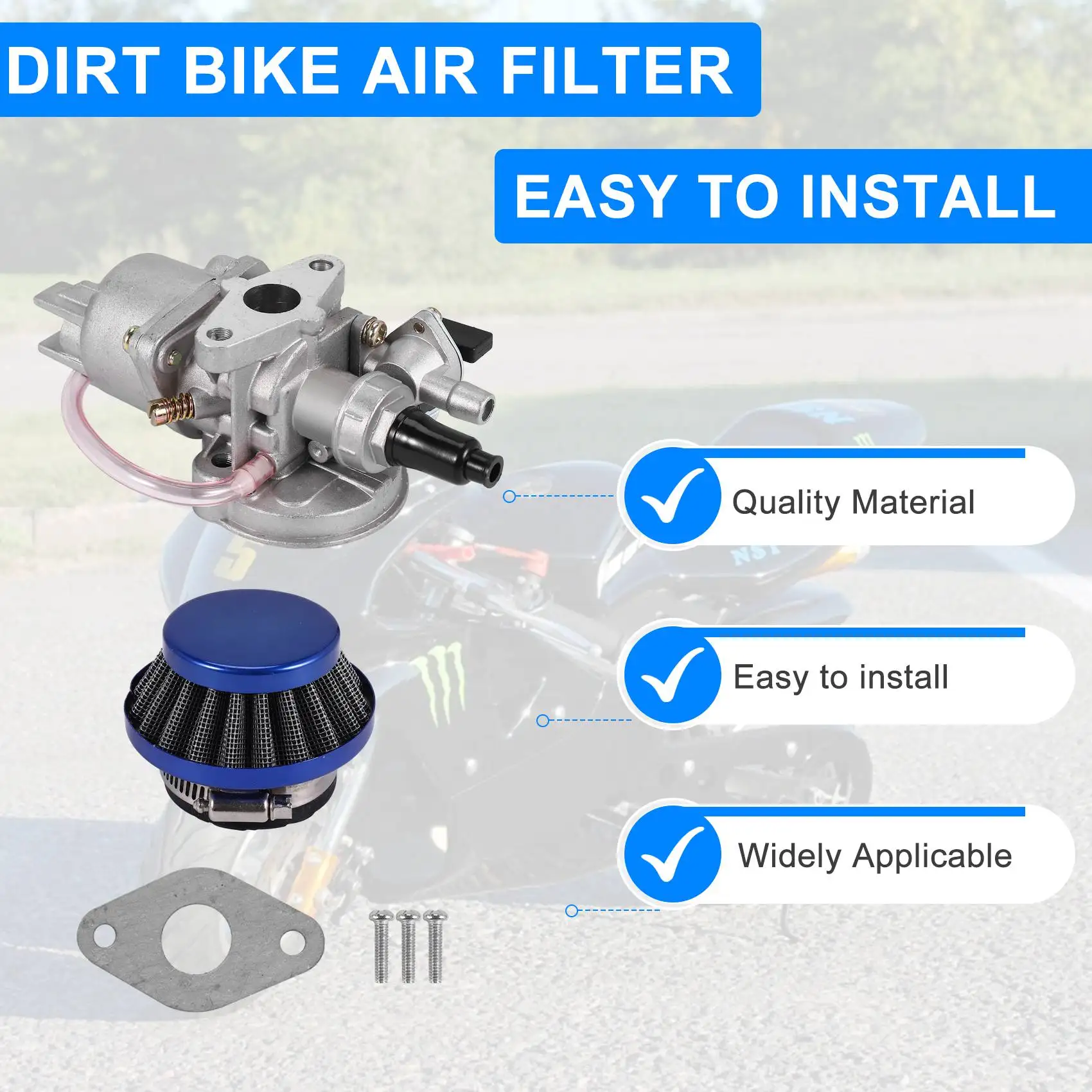 A22F-Carburetor Carb Carby + Air Filter + Stack For 2 Stroke 47Cc 49Cc Engine Parts Mini Moto Kids Atv Quad Dirt Pocket Bike Min