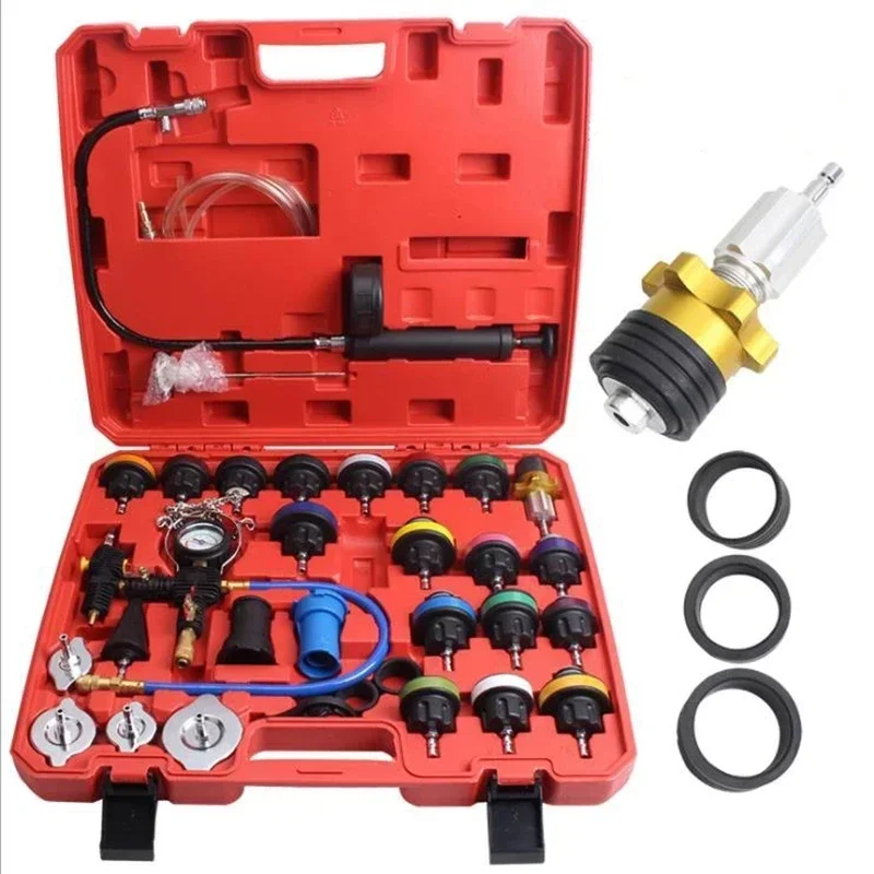 33pcs Universal Radiator Pressure Tester Vacuum Type Cooling System Test Detector Set