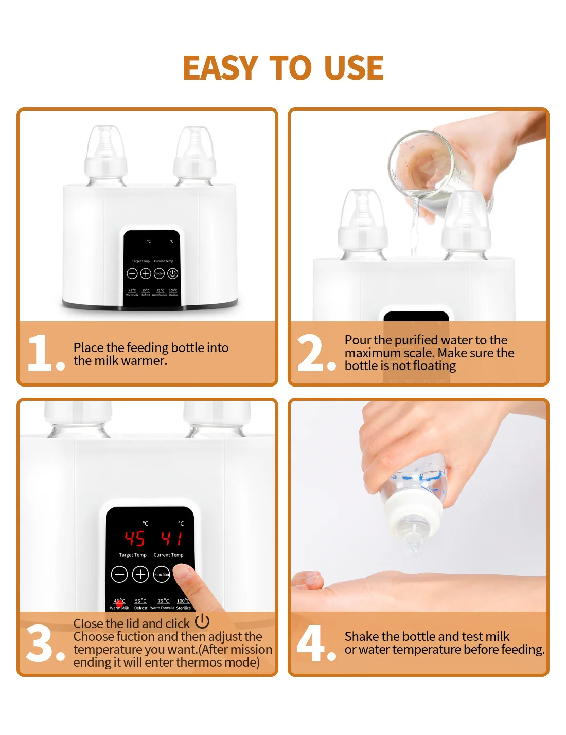 سخان زجاجة التمريض الطفل ، التلقائي ، ترموستات ذكي ، تدفئة الحليب ، التطهير ، 2 في 1 #6