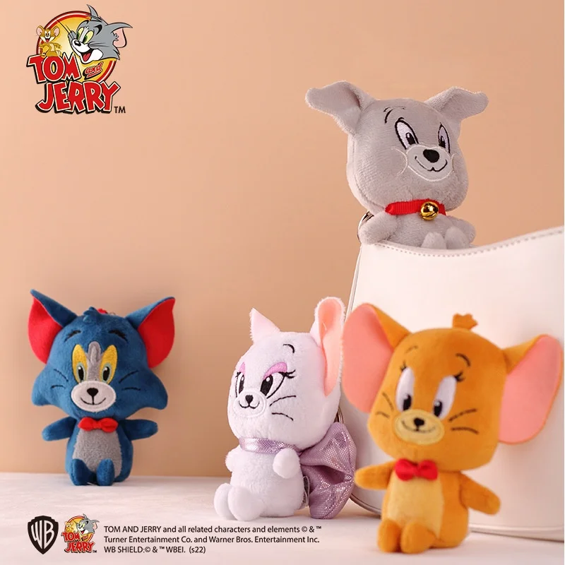 MINISO Tom&Jerry Plush Doll Bag Ornaments Funny Deformation Dress Up Short Plush Soft Couple Keychain Cute Kawaii Delicious