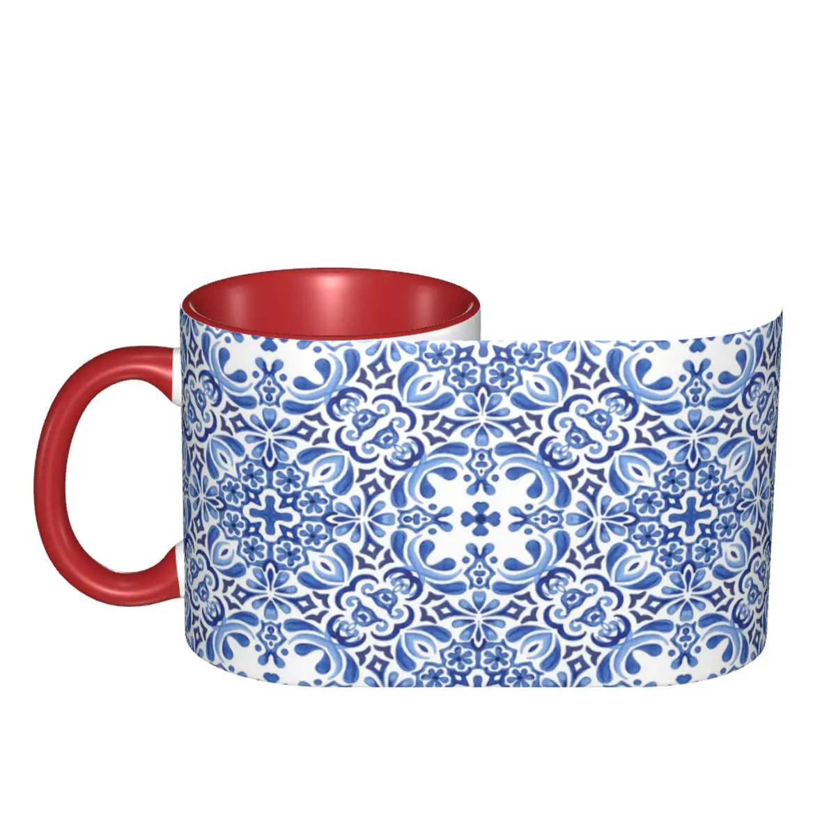 Mediterranean Mosaic Tiles Azulejos Mug Funny Ceramic Coffee Cups Tea Mugs Milk Cup Drinkware Gifts for Woman Man DIY Custom