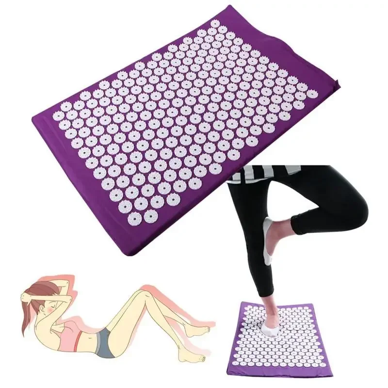 Men Women Acupressure Yoga Mat Massage Cushion Pillow Acupuncture Relieve Stress Back Body Pain Spike Pat with Carry Bag