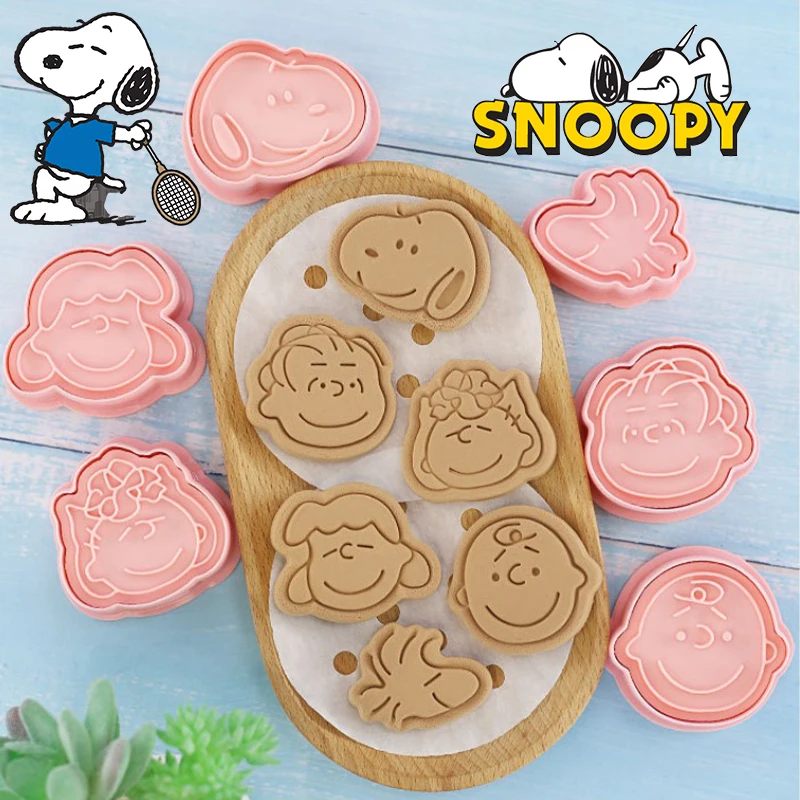 6pcs Snoopy Cookie Mold Anime 3d Three-dimensional Flip Sugar Baking Tool Party Sugarcraft Cutters Stamp Embosser Kitchen Tools