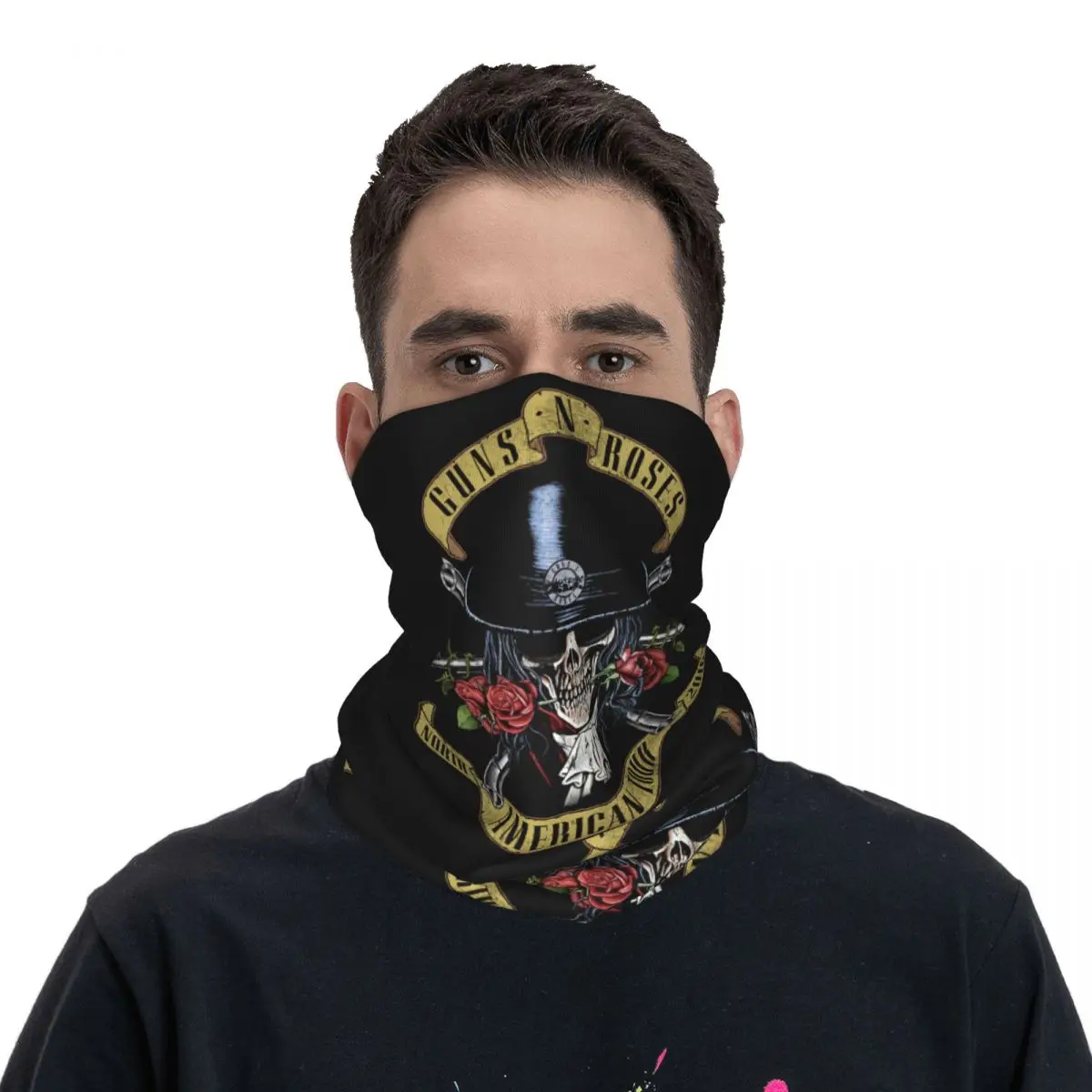 Guns N Rose GNR Logo Steampunk Music Bandana Neck Gaiter Printed Wrap Scarf Multi-use Balaclava Outdoor Sports Unisex