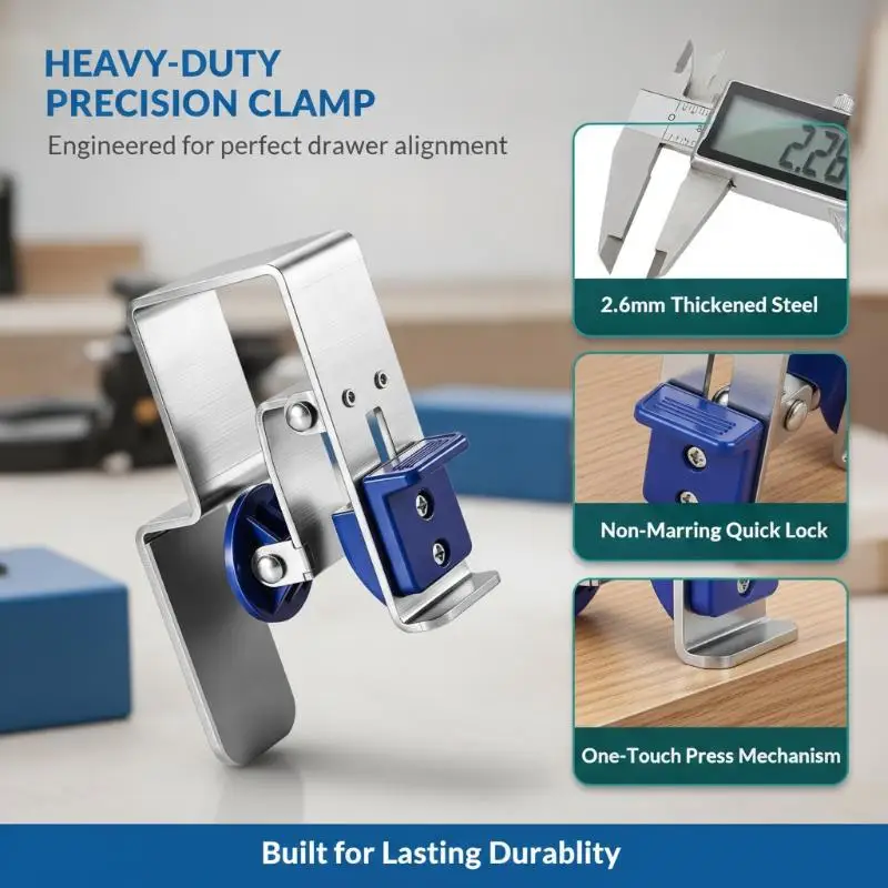 Quick Press Drawer Installation Clamp Stainless Steel Easy Operate Panel Holder Clip for Kitchen Cabinet Furniture Mounting Wor