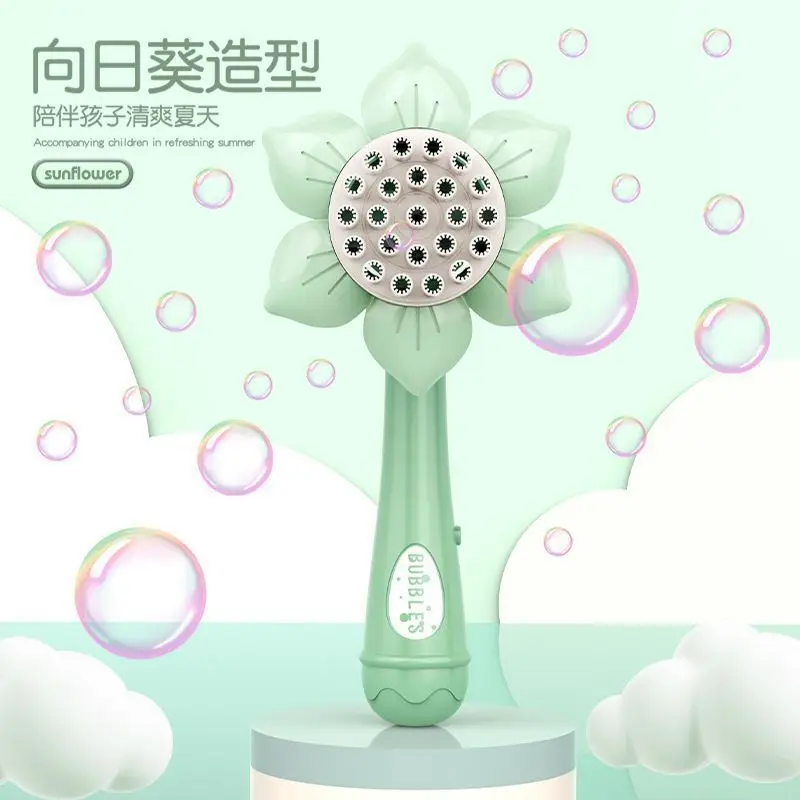 Electric Cartoon Bubble Camera Sunflower Model 40 Holes Fully Automatic Kawaii Bubble Machine Children'S Toys Summer Gifts