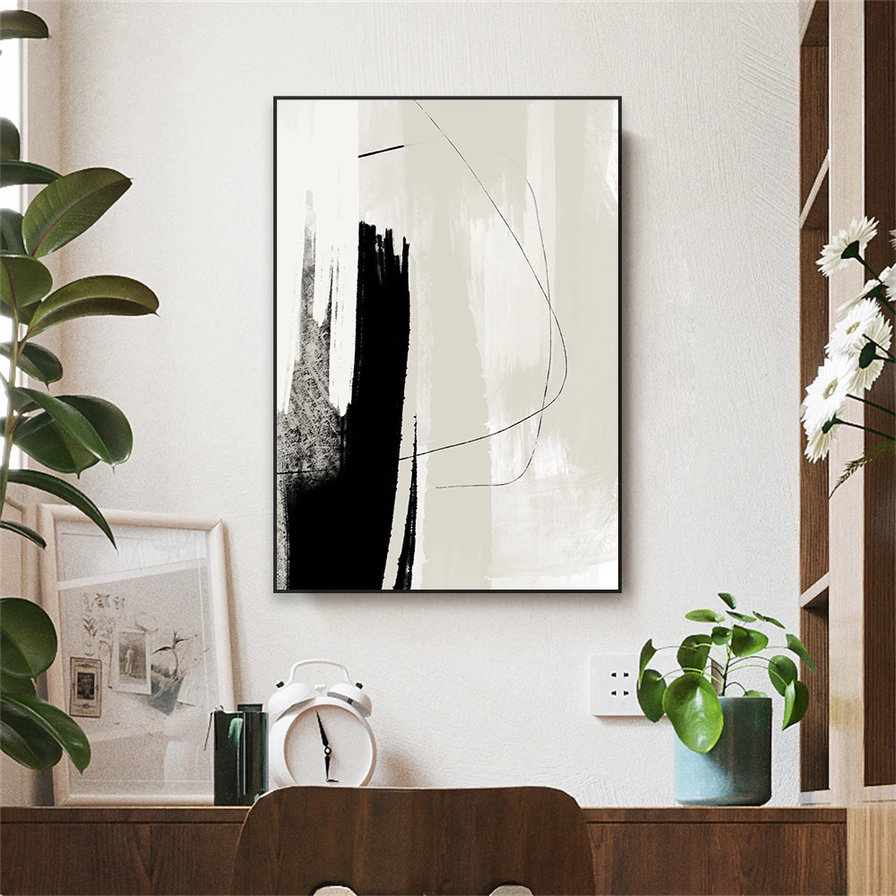 Black Beige Cream Grey Poster Fashion Neutral Oil Painting Print Poster Classical Abstract Art Canvas Painting Home Decoration