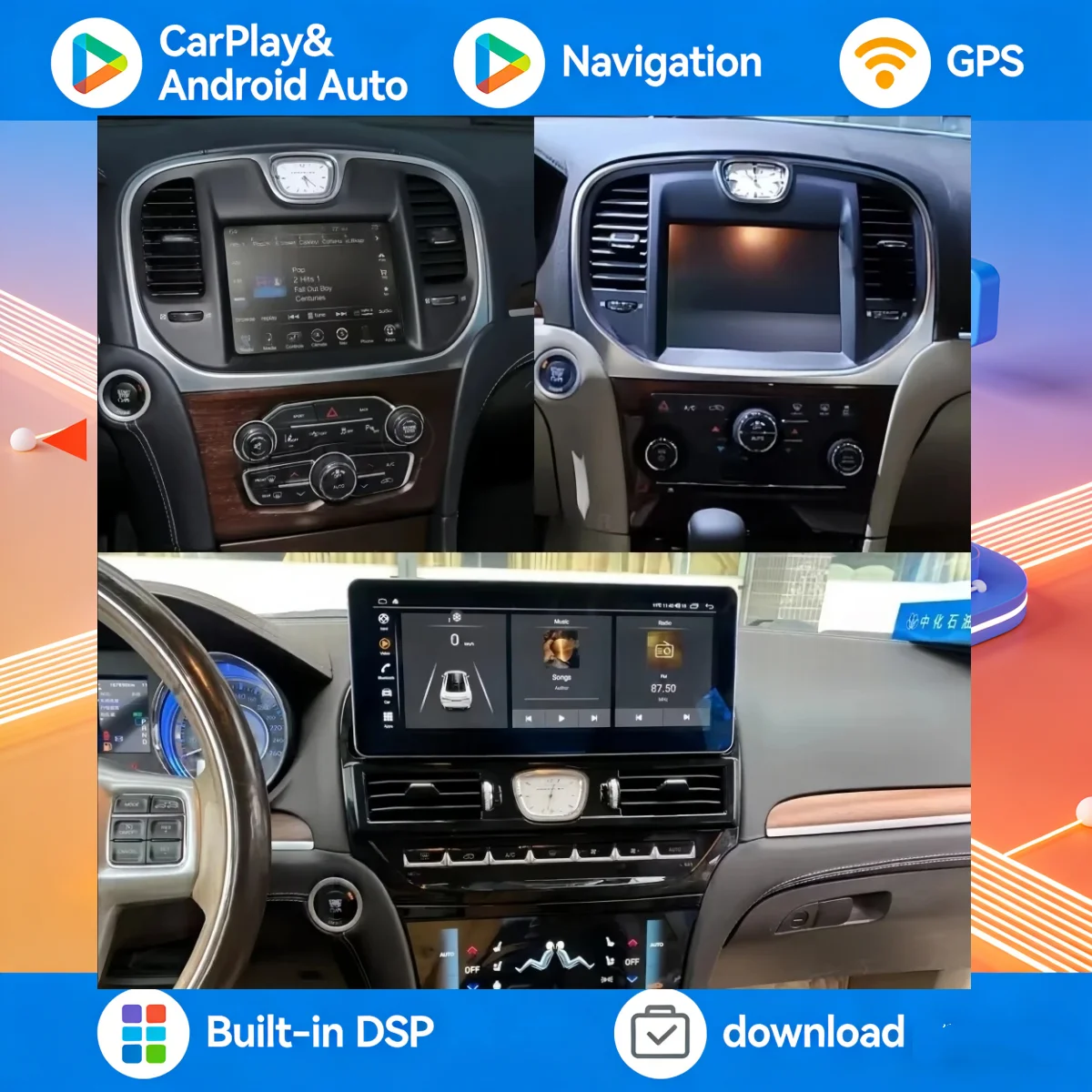 Car Radio For Chrysler 300 300C 2011-2023 Android 15 Auto Carplay 12.3+9.66