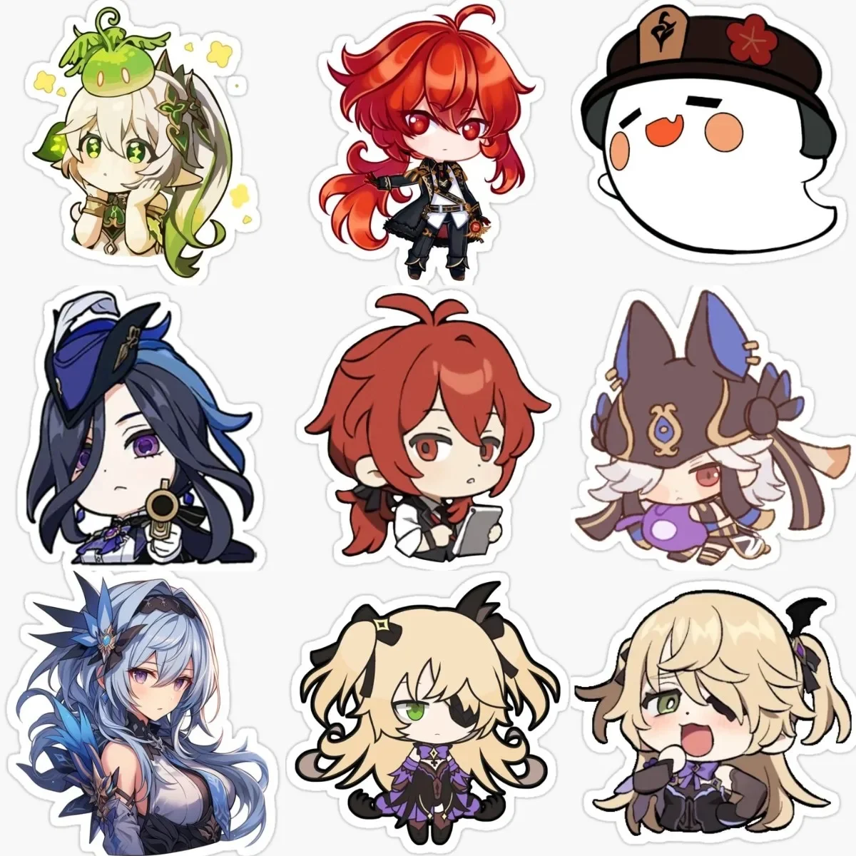 

Genshin Impact Diluc Fischl Cute Sticker for Wall Room Door Window Truck Car Motorcycle Bicycle Fridge Table Helmet Camper Decal