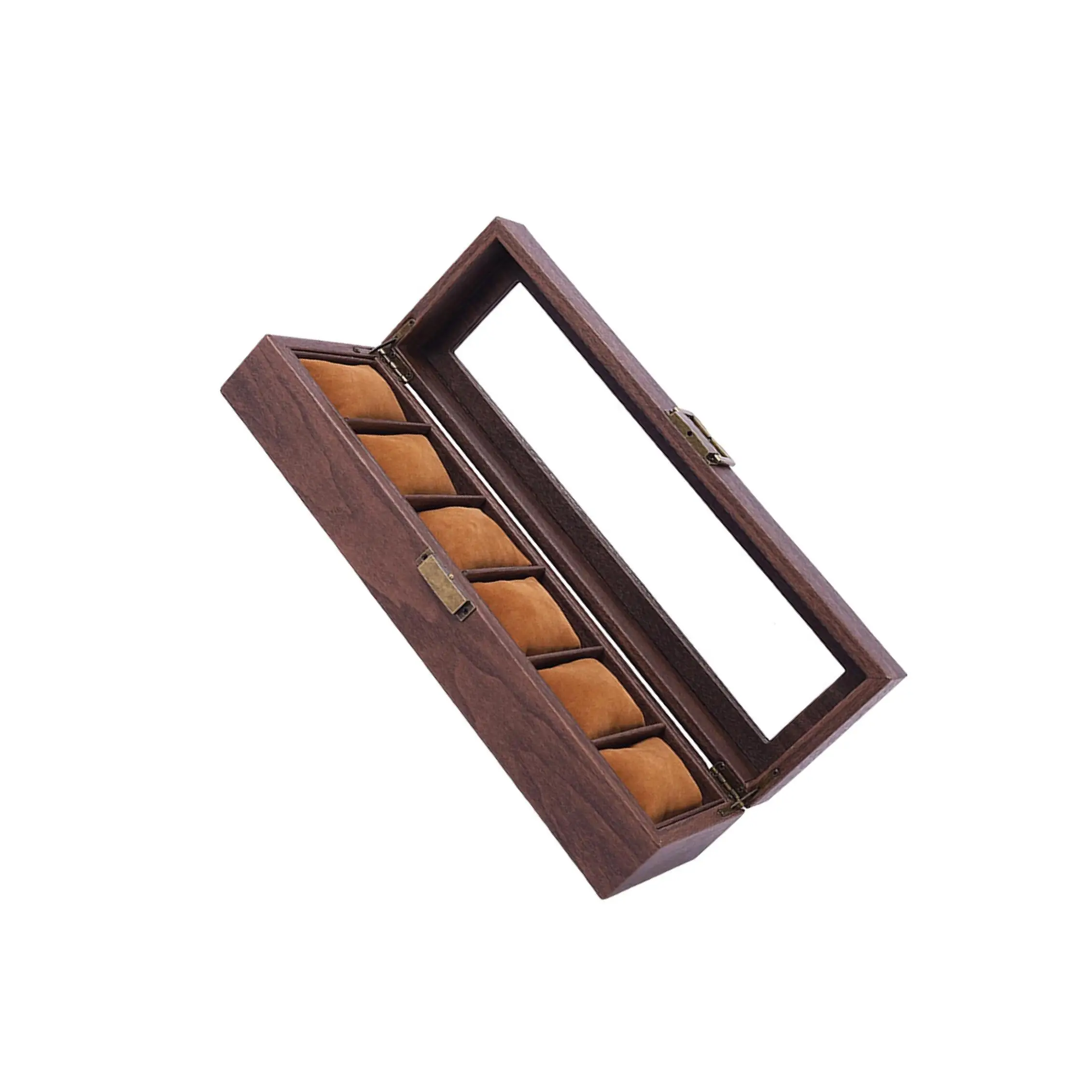 

Органайзер для часов с элегантной деревянной отделкой, портативная шкатулка для ювелирных украшений, безопасное хранение часов в путешествиях, без ударов и царапин