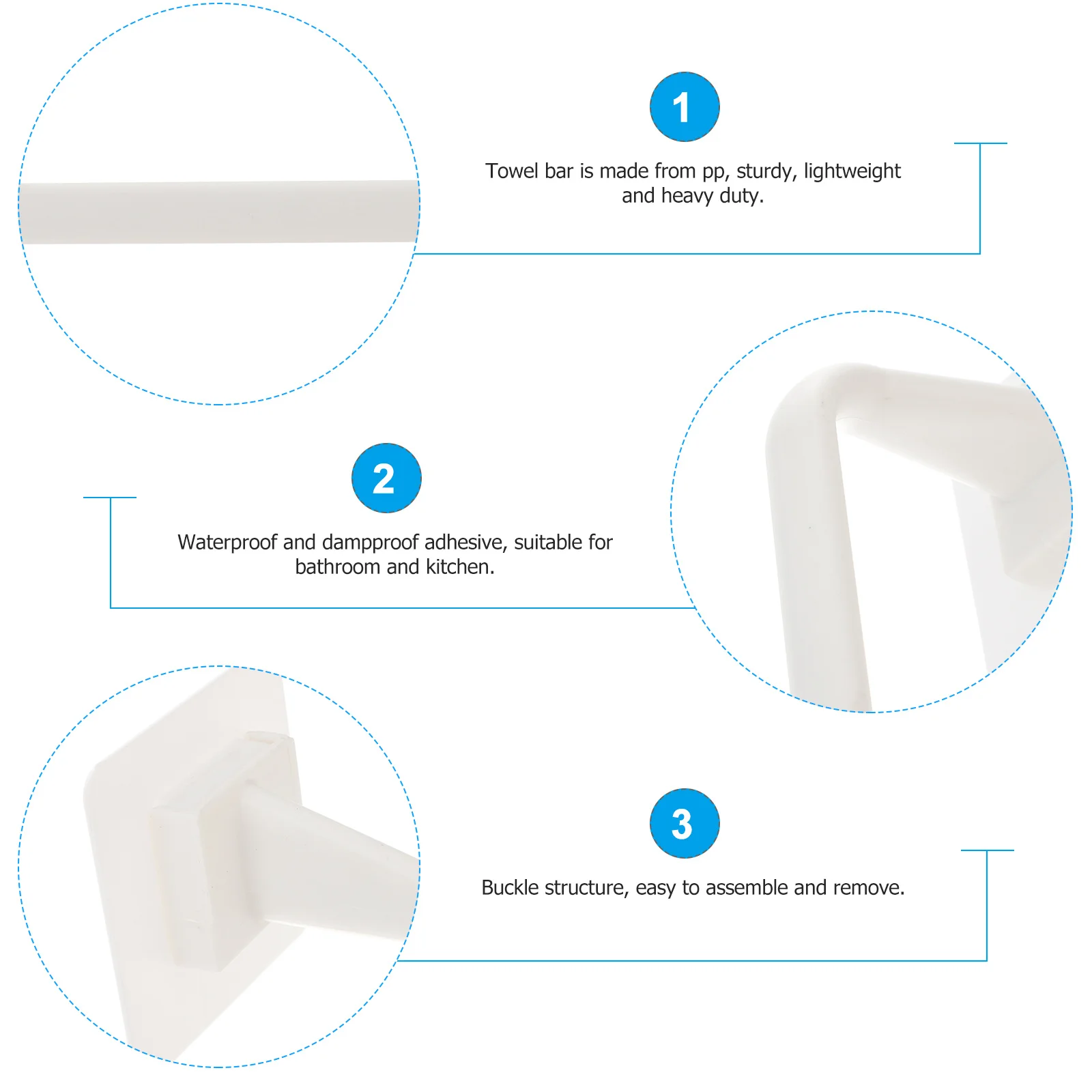 

Одинарный пластиковый вешалка для полотенец 34 см без дрели, вешалка для полотенец для ванной комнаты, водонепроницаемый клей, простая сборка для гладкой поверхности