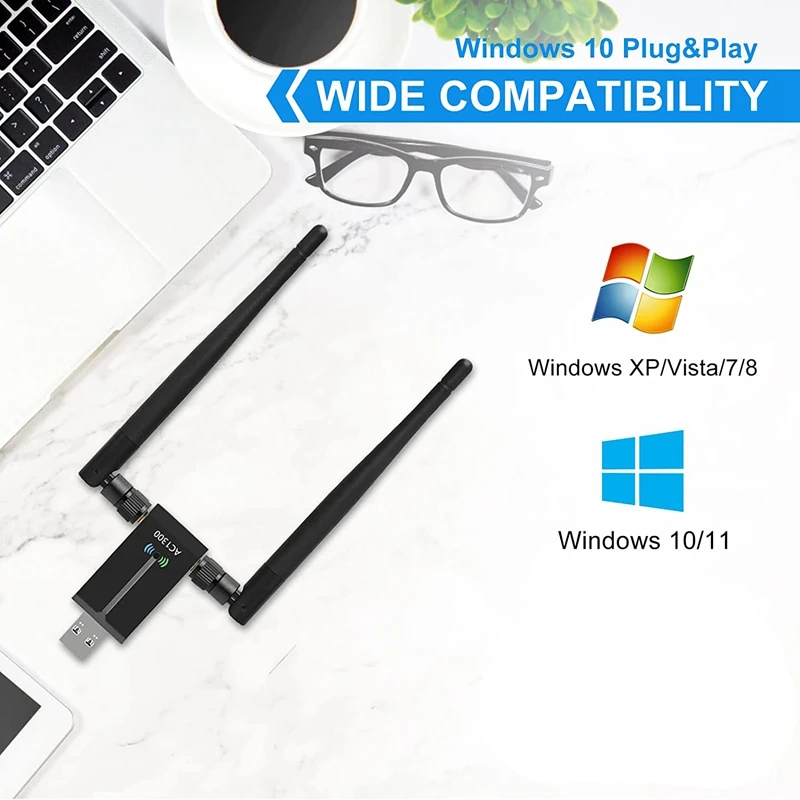 1300Mbps Long Range USB Wifi Adapter For PC Desktop Laptop ,USB Wireless Adapter Dual Band 2.4Ghz 5Ghz Internet Stick