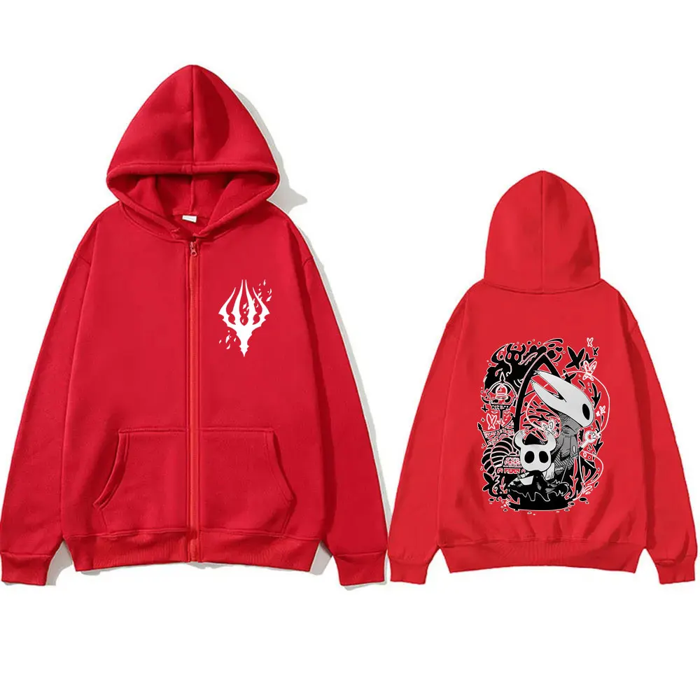 Spiel Hollow Knight Grafik Zipper Hoodie Männer Frauen Kleidung Baumwolle Casual Übergroßen Streetwear Männlichen Vintage Zip Up Jacke Mantel – Detail 5