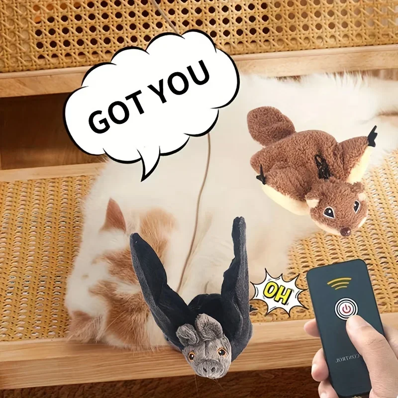 Interactive Cat Toys Remote Control Flapping Bat Chirping Cat Toy Electric Realistic Bird Movements Engaging for Indoor Cats