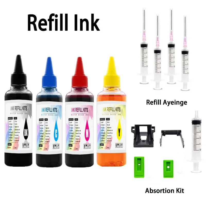 Dye Ink Refill Ink Kit For Epson Canon HP Brother Inkjet Deskjet CISS Cartridge Ecotank Cartridge 305 40 41 845 815