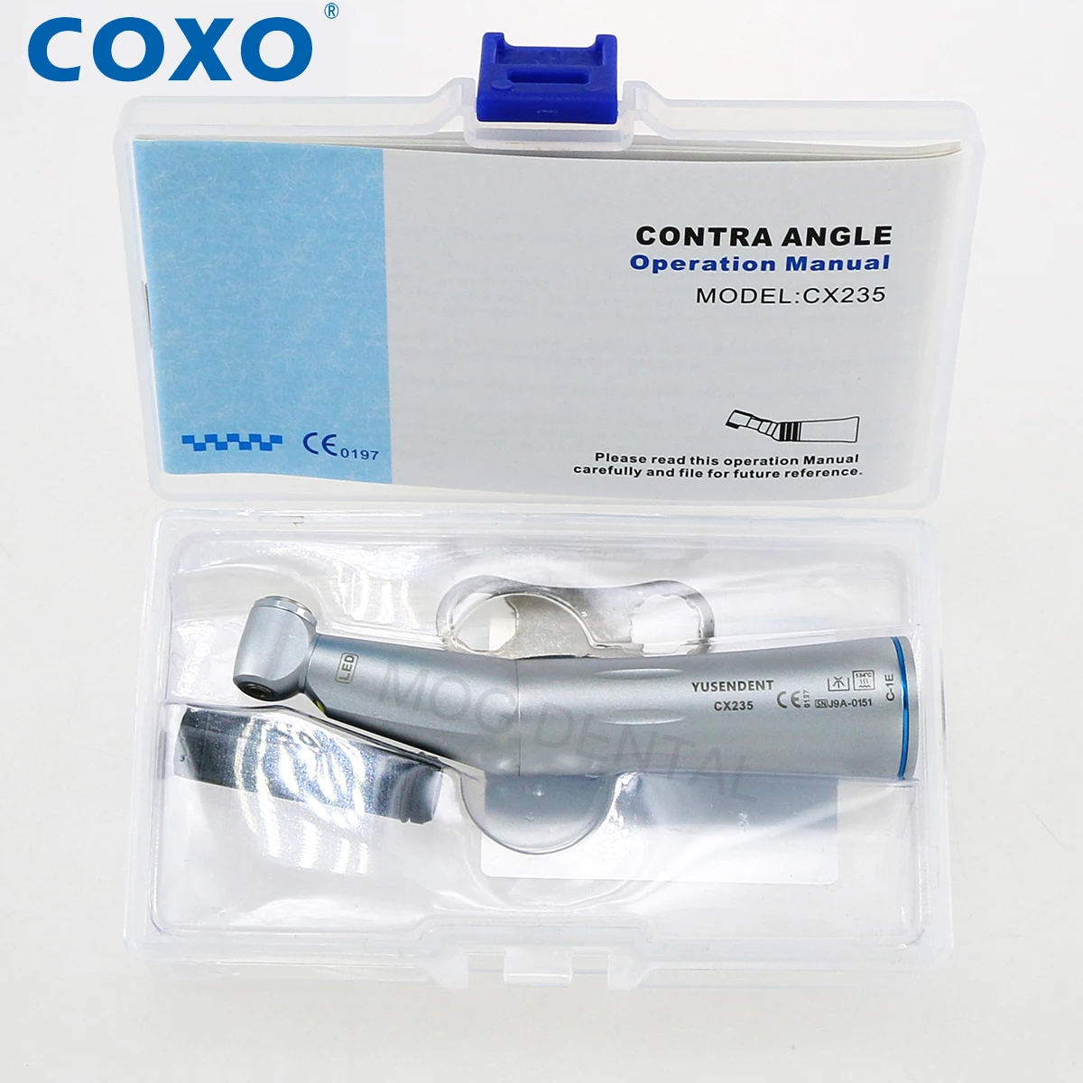 COXO yusent Dental kecepatan rendah Handpiece 1:1 LED kontra sudut Handpiece CX235-1E Internal Water Spray Fit NSK KAVO