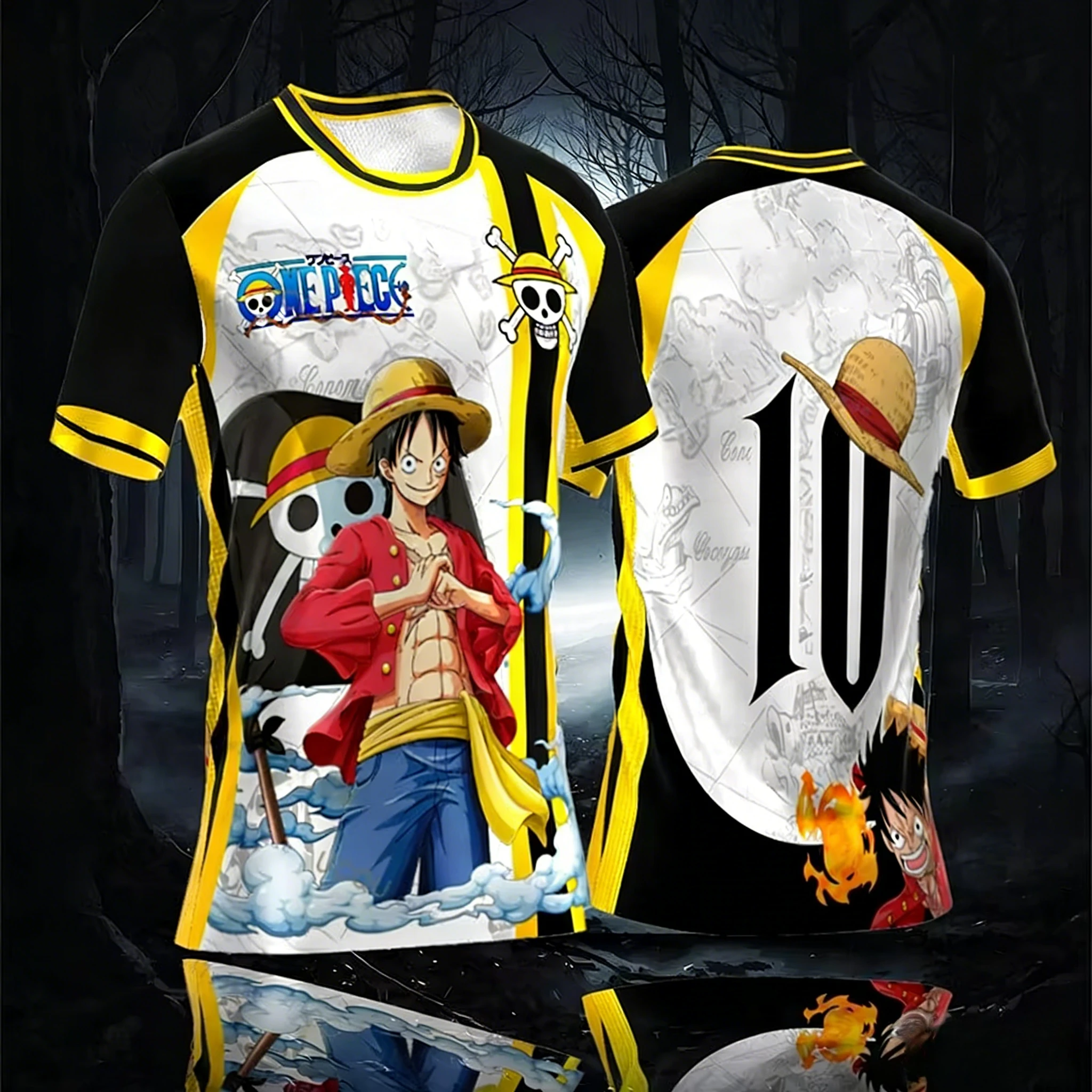 2026 Summer One Piece Luffy Retro Cosplay T-shirt Men's Oversized 3D Printed Short-sleeved Family Unisex Children's Sports Shirt