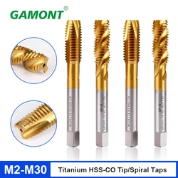 GAMONT Titanium Plating M35 HSS-CO Tip/Spiral Taps Special For Stainless Steel Drilling Machine Center Tapping Tool M2.0-M30