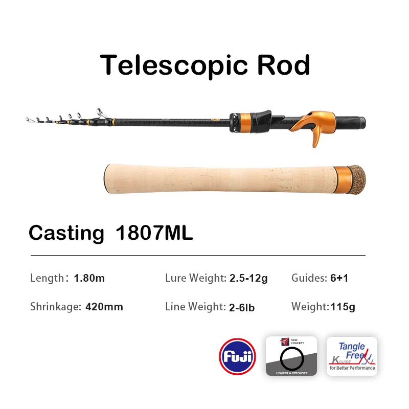 pure-lure PURELURE 1,50 m XUL BFS Teleskoprute 5ft Reiserute Forelle Spinning Casting Solid Tip Carbon Angelrute Kleine Köder Barschrute 9