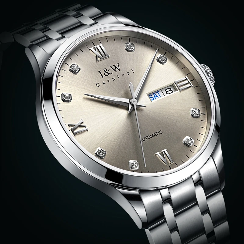 Carnival Brand IW High End Series Men Imported Movement Mechanical Watch Men Stainless Steel Waterproof Sapphire Wristwatch Mens