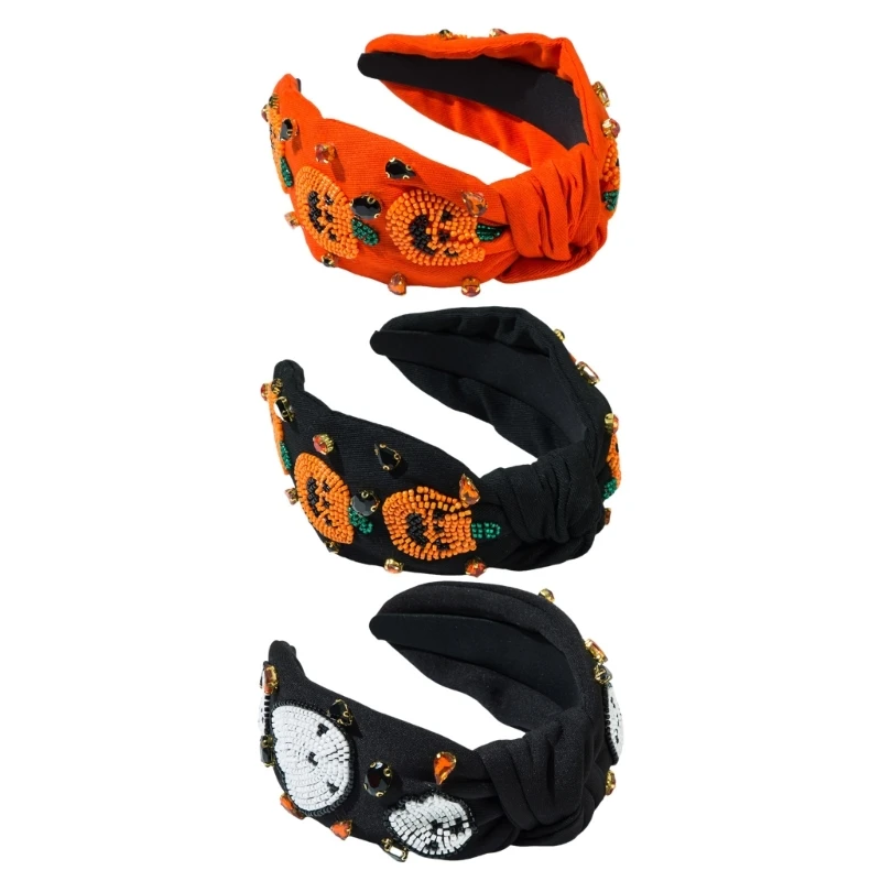 

New Halloween Hairband Jeweled Specter Hairband Pumpkin Hair Hoop for Stage Makeup Party Costume Headband