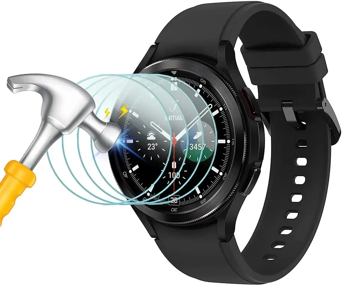 Protector de pantalla para Samsung Galaxy Watch 6, 5, 4, 40MM, 44mm, clásico, 43, 47mm, 42MM, 46MM, películas protectoras transparentes de vidrio templado