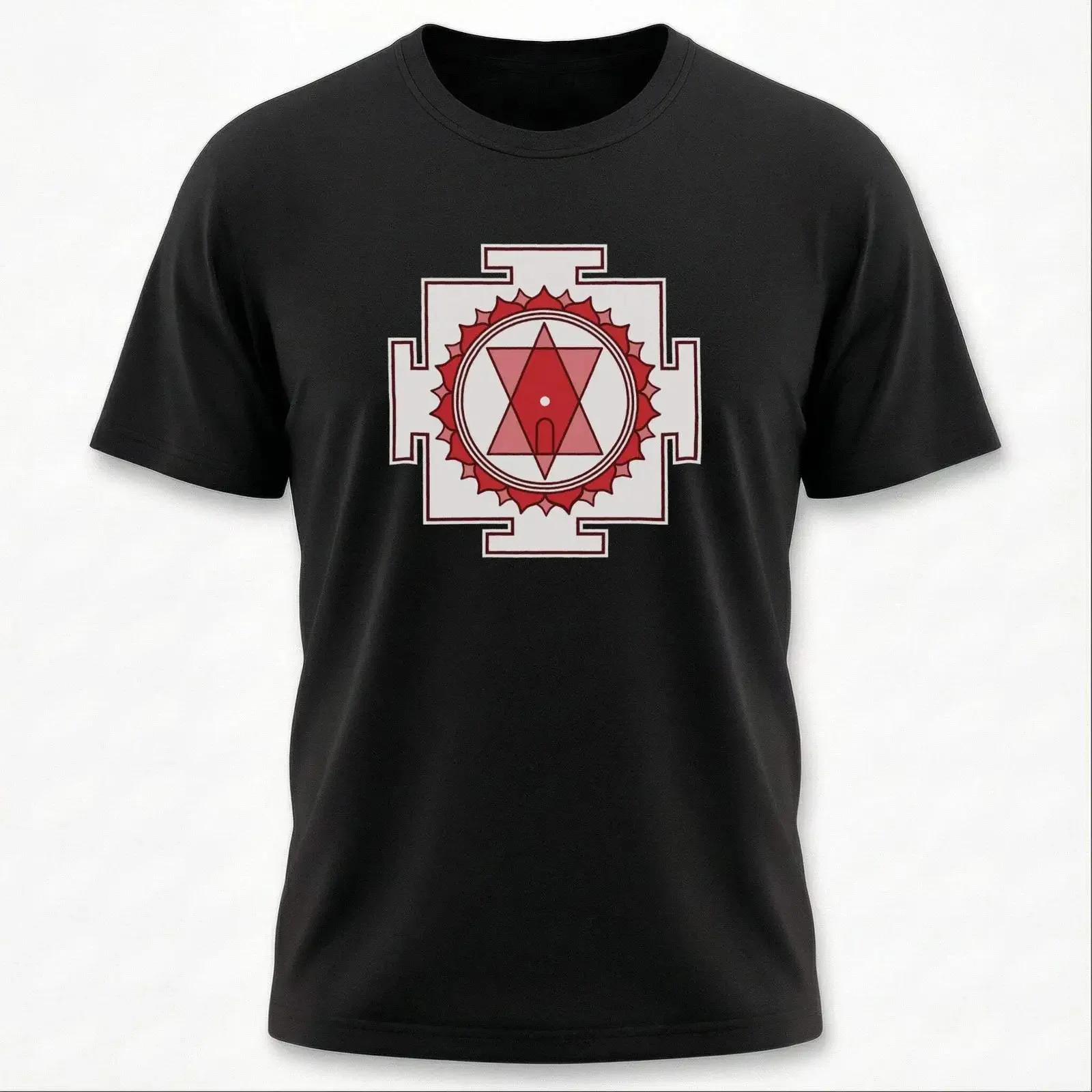 Tripura Sundari Yantra Black T Shirt Sacred Geometry Hindu Goddess Yantr vintage Washed Top For Everyday Wear Stylish Unisex