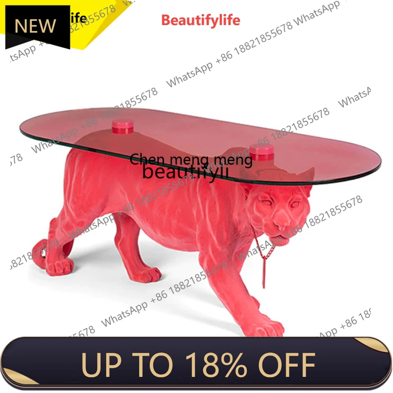 

P178 Designer Home Light Luxury Coffee Table Creative Tempered Glass Personality Animal Shape Tea Table