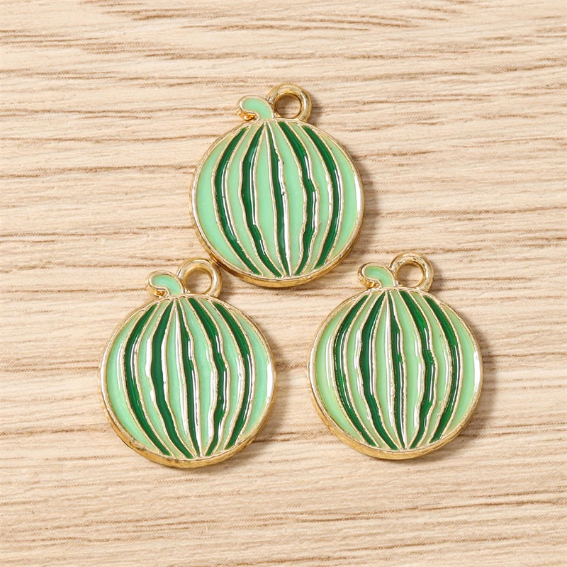 10 Stück 15x17mm Niedliche Emaille-Frucht-Wassermelonen-Anhänger für die Herstellung von Anhängern, Halsketten, Ohrringen, Armbändern, DIY-Handwerk und Schmuckzubehör – Detail 5