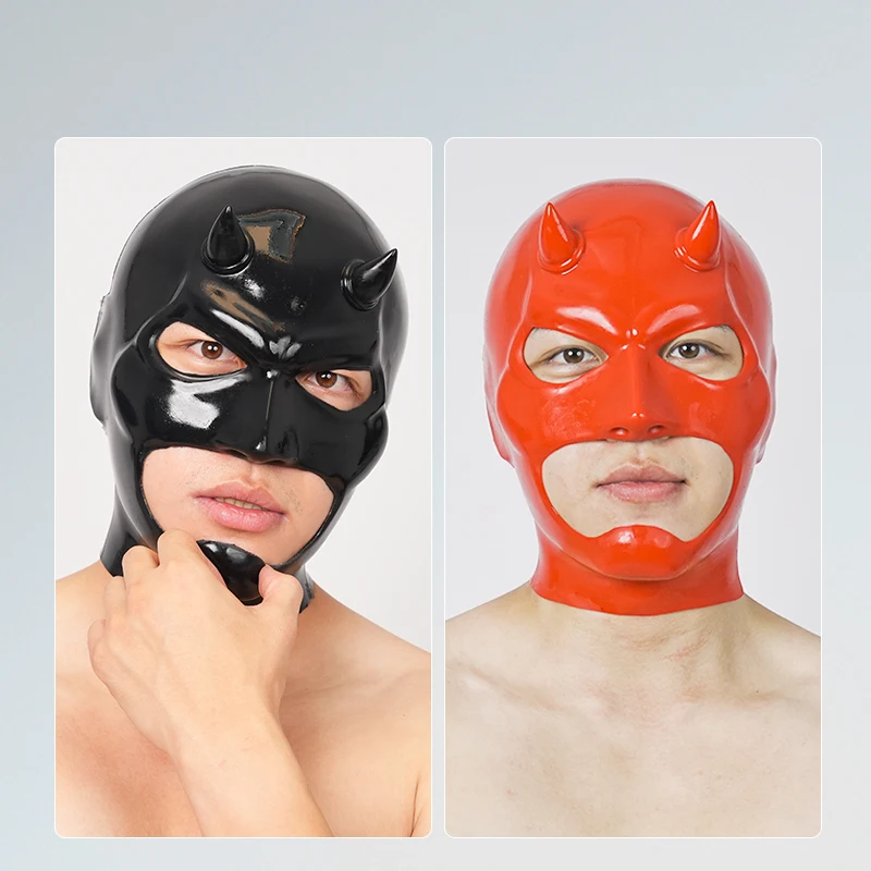 Furrjoi Silicone Evil Man Mask with Horns Demon Horned Man Furry Full Head Hood Cosplay Headgear Realistic Halloween Masken