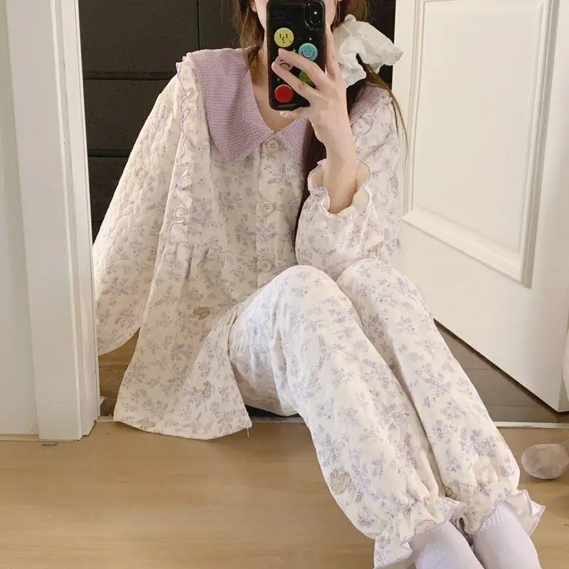 

Pjs Set Nursing Clothes Women's Pajama Set Women's Warm Winter Pajamas Fashionable Home Clothes Pajamas Cute and Soft Pajama Set