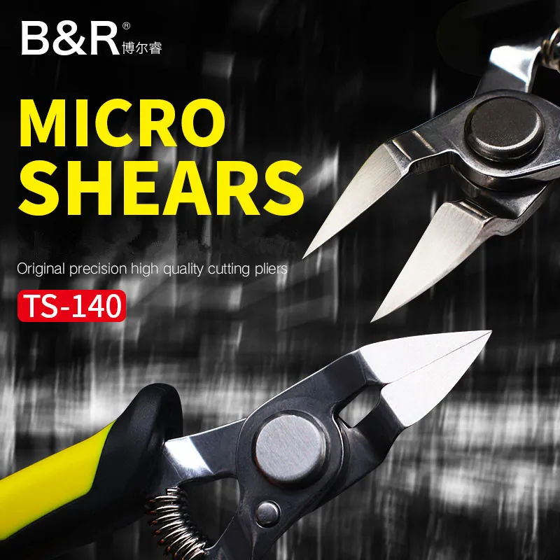 

B&R TS-140 5inch Round Cutter Long Nose Pliers Precision Micro Shears Original High Quality Cutting Hand Tool with Spring Design