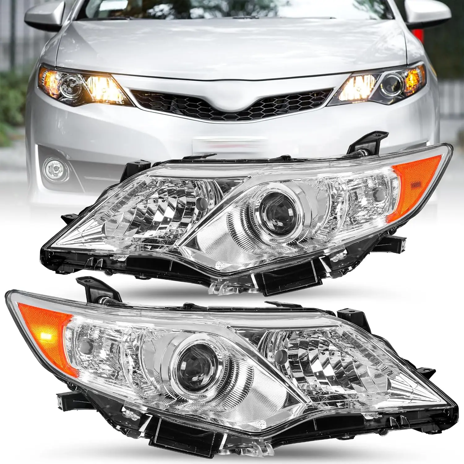 

Подходит для Toyota Camry 2012-2013 2014, фара в сборе SE/L/LE/XLE/гибридная фара проектора со стороны водителя и пассажира (хромированный корпус)