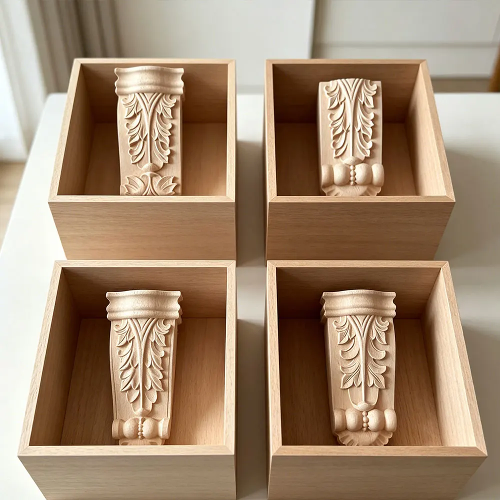 Flower Wood Appliques for Furniture Cabinet Unpainted Mouldings Decorative Figurines Decorate for Cabinet Door Furniture Decor