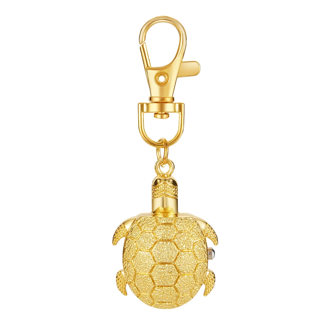 

Small Turtle Keychain Keyring Quartz Pocket Watch Steampunk Gold Clock For Men Women Collection Present Fob Flip Case Watches