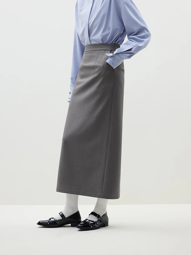 FSLE Classic Sense Commuter Style Straight Skirt for Women Autumn and Winter 2023 New High Waist Mid-length Skirts Female