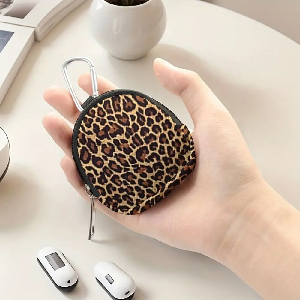 Mini Size Coin Pouch Key Wallet Leopard Print Zipper Closure Portable Coin Pouch Earphone Holder Car Key Case Daily Organizer