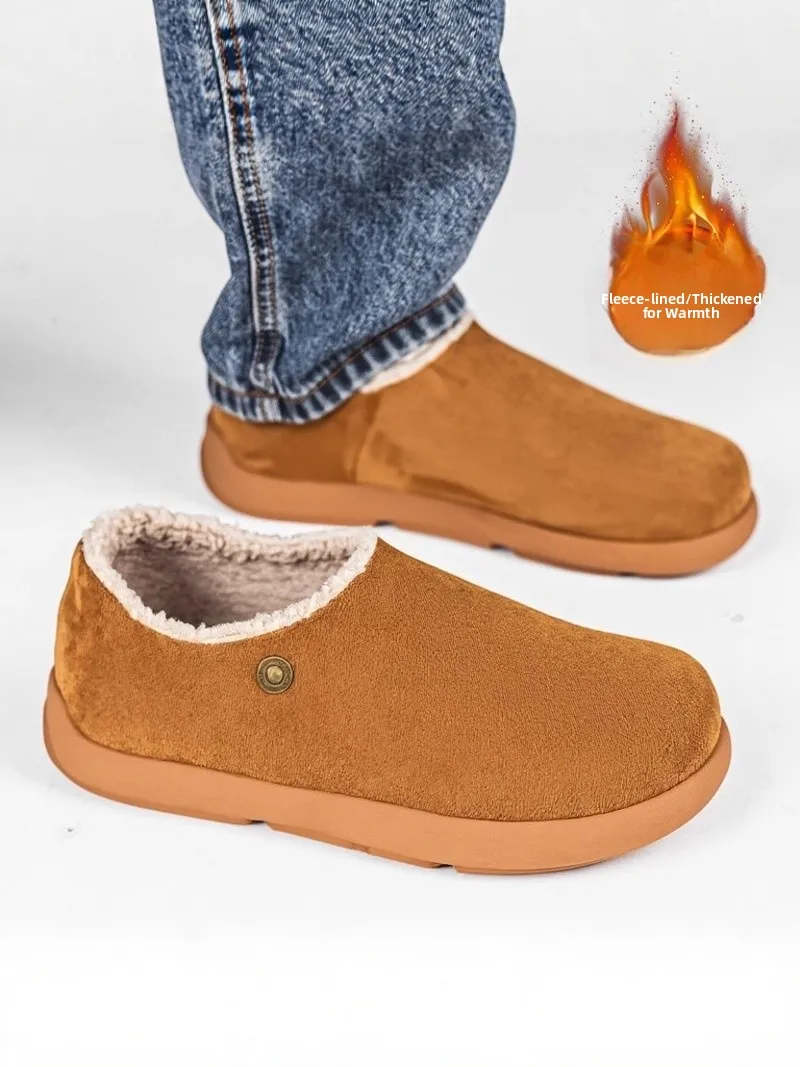 

Men's Winter Fleece Lined Slip-On Clogs Thick Bottom Casual Shoes Vintage Mules Youth Cotton Shoes Warm Comfortable Men's Foo...
