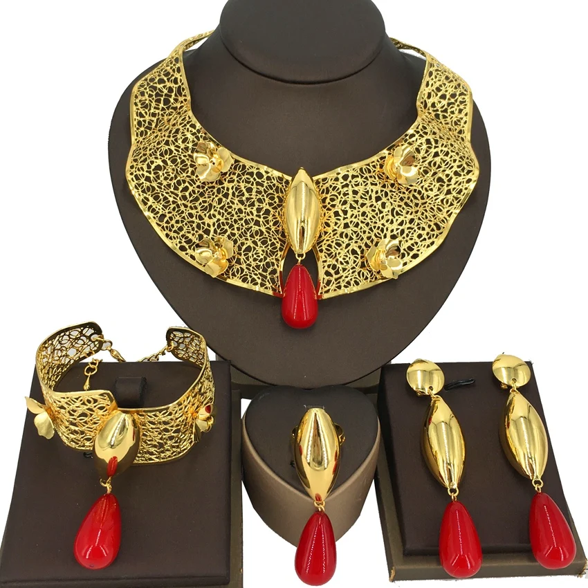 

Yuminglai High Quality Gold-Plated Jewelry Set African Luxury Dubai Jewelry FHK14111