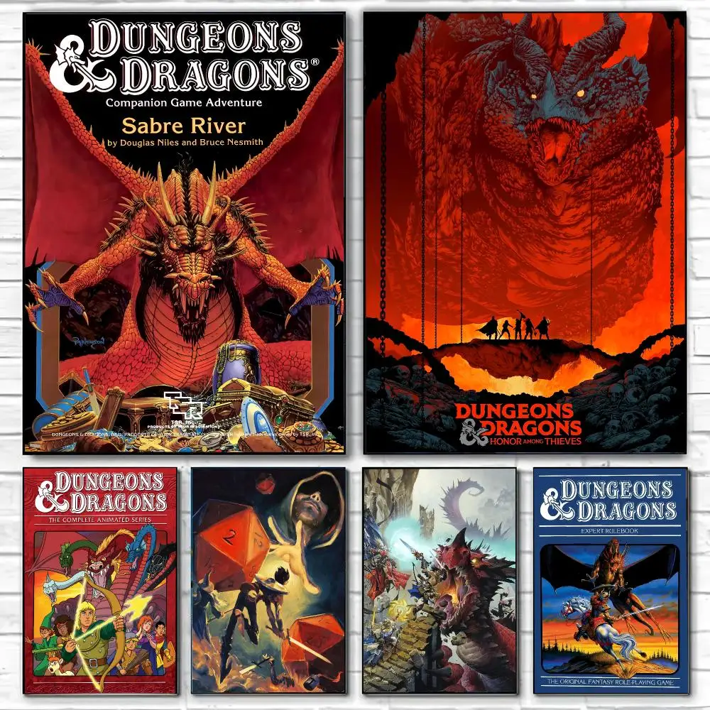 Dungeons & Dragons Poster Wall Art Print Removable Water-Resistant Home Decor For Bedroom Apartment Gift