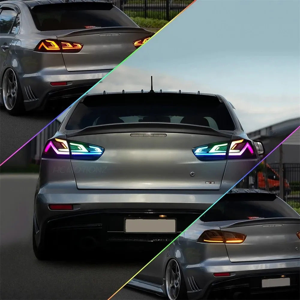 For Mitsubishi Lancer EVO X 2007 - 2018 LED Taillights Start UP Animation DRL Sequential Signal E-mark Tail Light Lamp Assembly