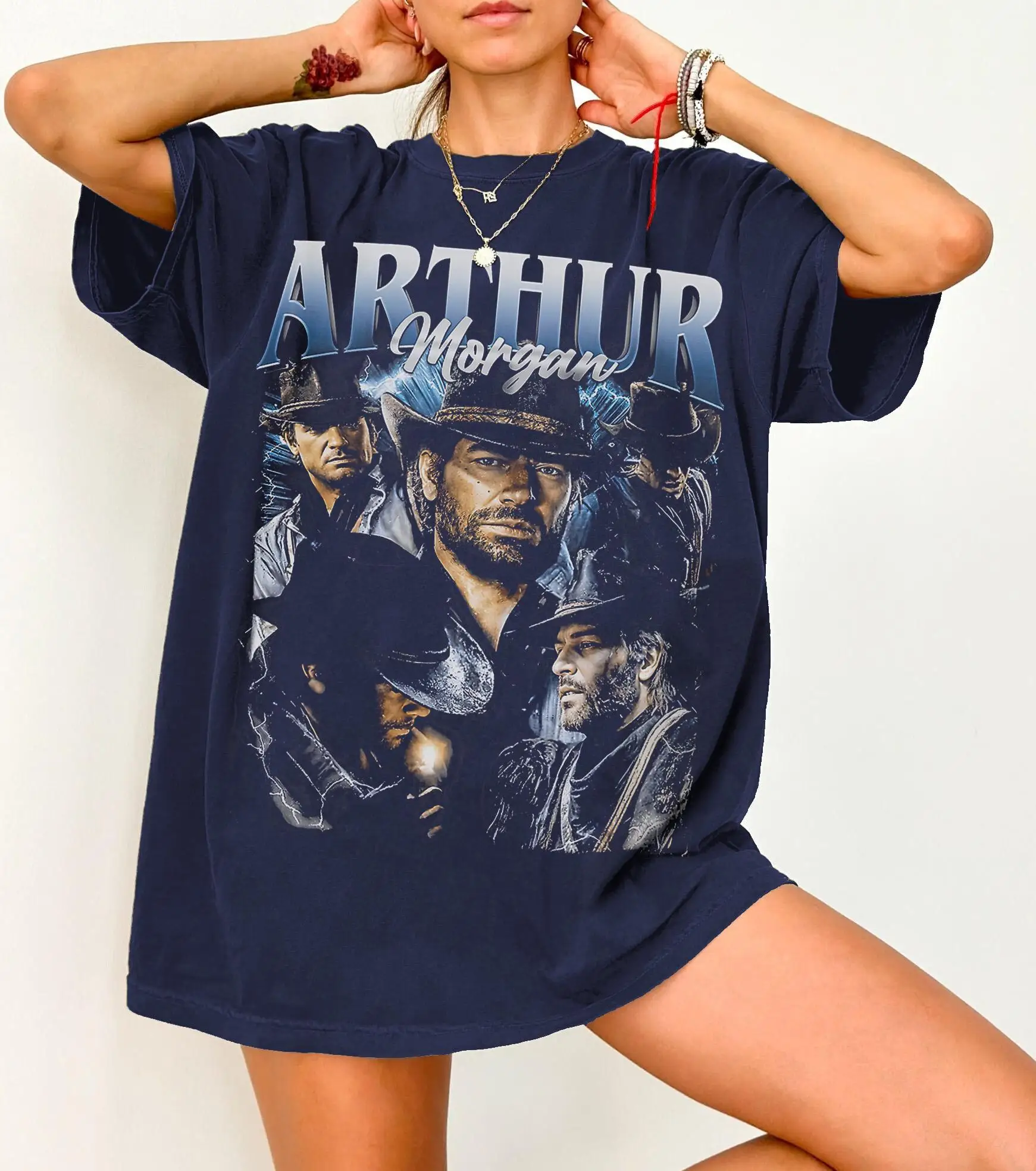 Camiseta con estampado pirata de los años 90 de Arthur Morgan | Camiseta de Vaquero de Red Dead 2 para Uso Diario en la Calle
