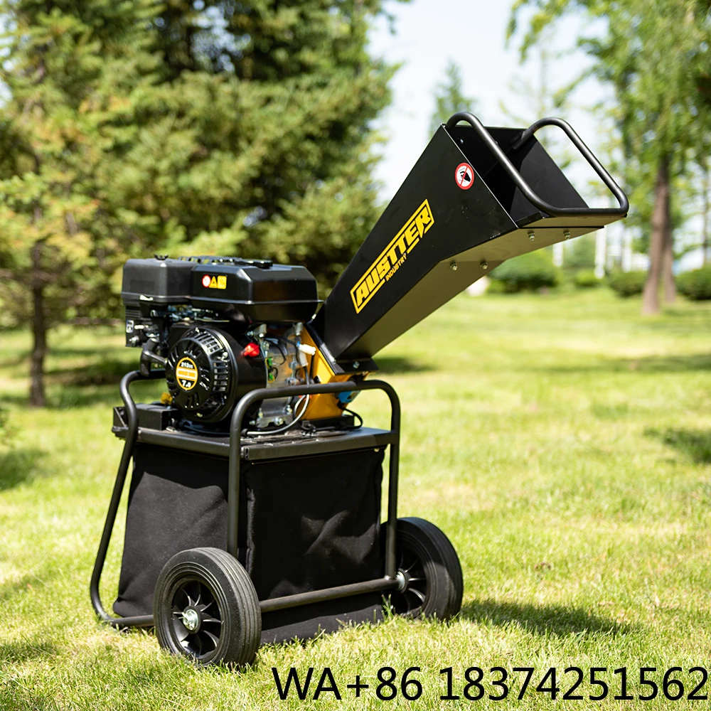 

AUSTTER Trailer Mounted Gas Motor Powered Mini Wood Chipper Machines Petrol Tree Wood Chipper Shredder