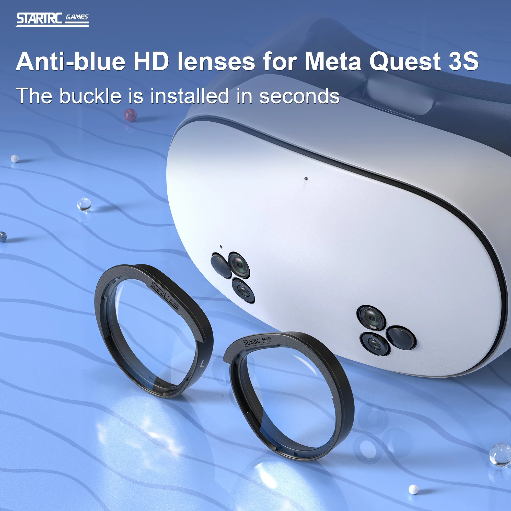 حماية العدسات لملحقات Meta Quest 3S VR إطارات النظارات المغناطيسية المضادة للضوء الأزرق البصرية المضادة للخدش غطاء العدسات الدائري