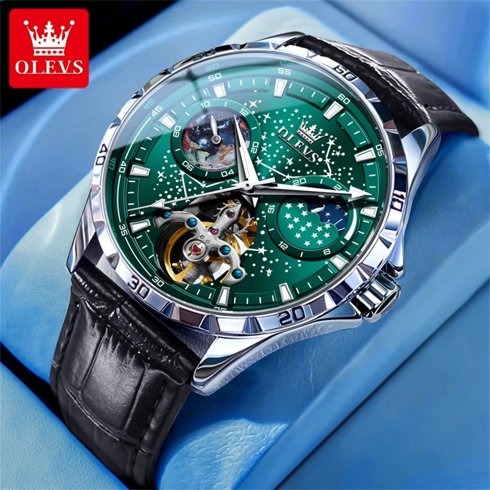 OLEVS Blue Starry Sky Automatic Watch for Men