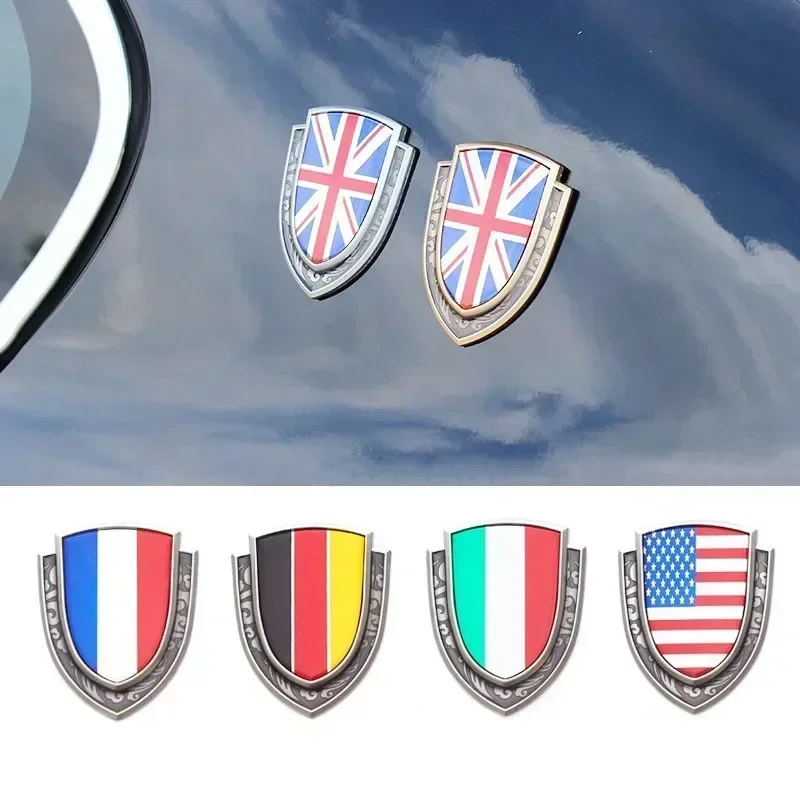 3D Metal Car Sticker Italy France Germany England America Flag Emblem Badge Decals For BMW Audi Honda Opel Lada Toyota Chevrolet